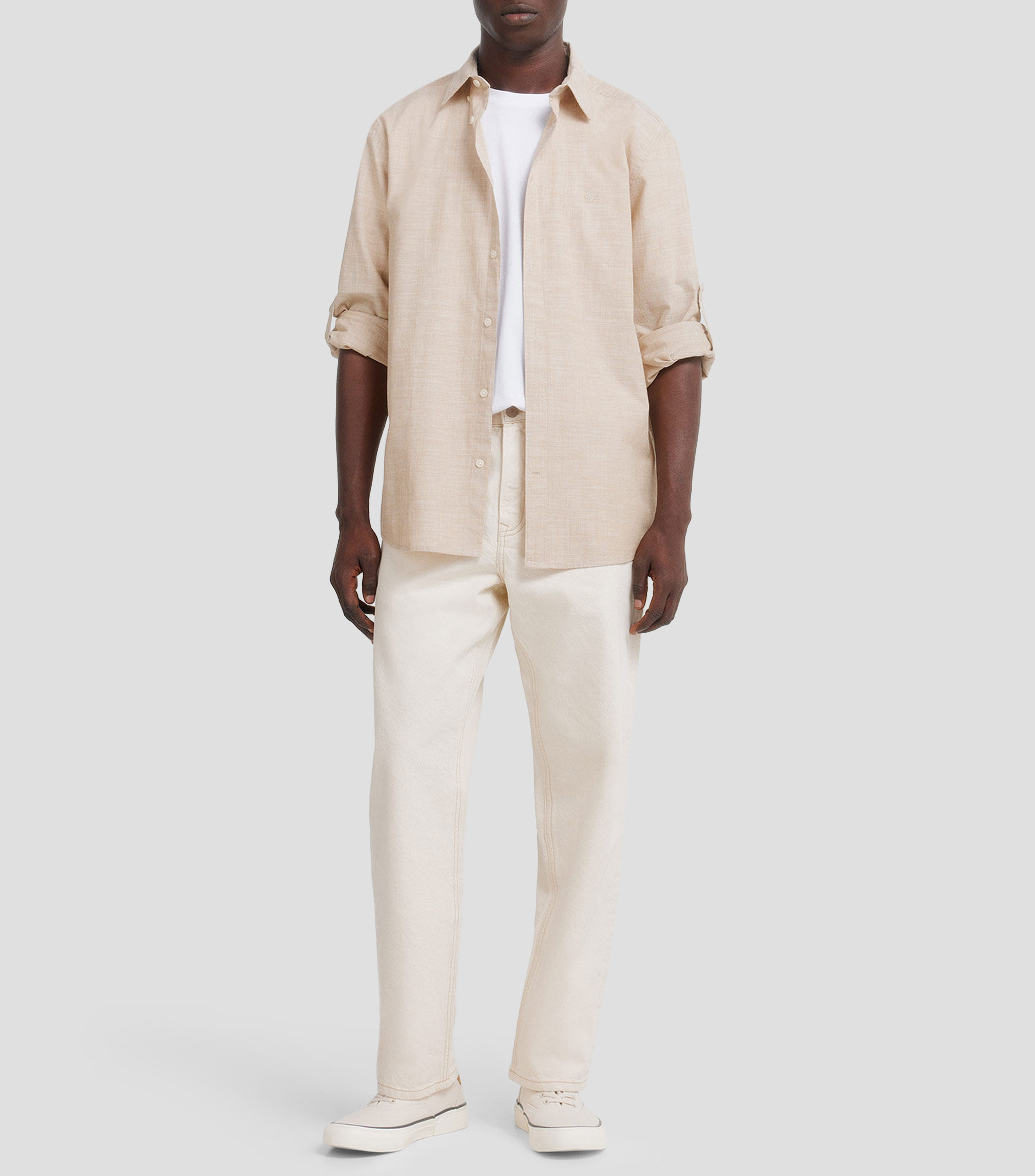 Camisa jaspeada manga larga Hombre